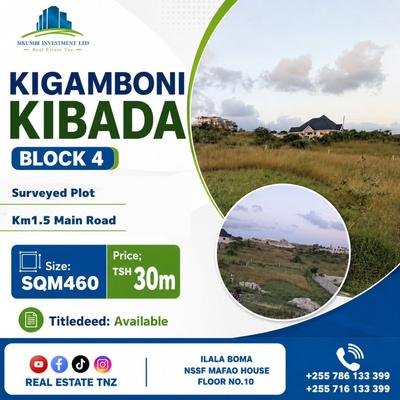 Plot for sale in Kigamboni Kibada, Dar Es Salaam sqm 460 Plot for sale in Kigamboni Kibada, Dar Es Salaam sqm 460