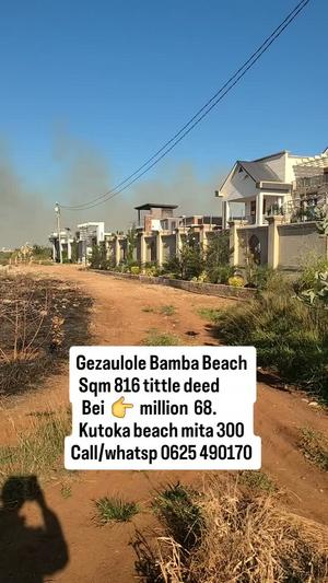 Kiwanja kinauzwa Gezaulole Bamba Beach, Dar Es Salaam sqm 816