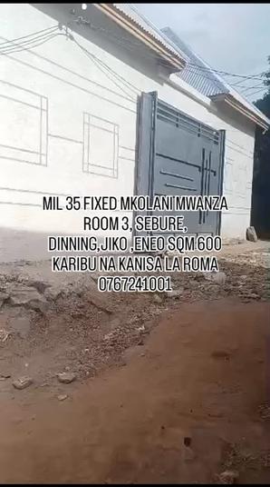 Nyumba ya vyumba vitatu inauzwa Mkolani, Mwanza (600 sqm)