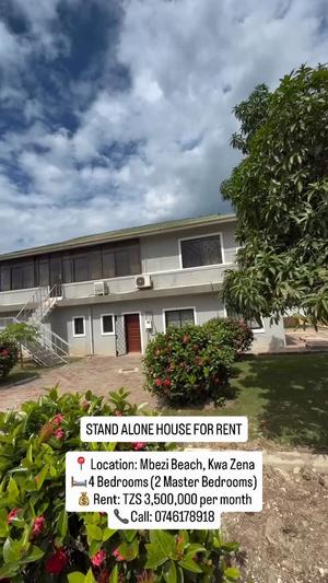 4 Bedrooms House for Rent in Mbezi Beach, Kwa Zena, Dar Es Salaam