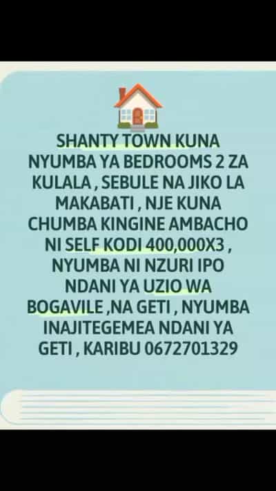 Nyumba ya vyumba viwili inapangishwa Moshi Mjini, Kilimanjaro