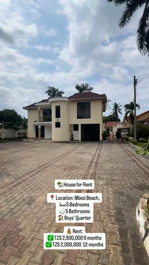 5 Bedrooms House for Rent in Mbezi Beach, Kwa Mwanyange, Dar Es Salaam 5 Bedrooms House for Rent in Mbezi Beach, Kwa Mwanyange, Dar Es Salaam