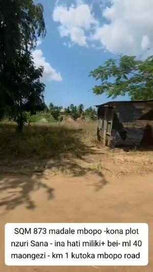 Plot for sale in Madale Mbopo, Dar Es Salaam sqm 873