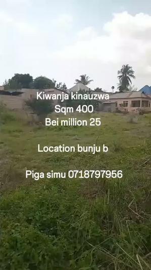 Kiwanja kinauzwa Bunju B, Dar Es Salaam (400 sqm)