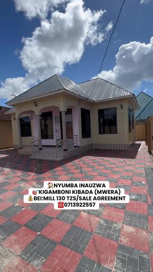 Nyumba ya vyumba vitatu inauzwa Kigamboni Kibada, Dar Es Salaam (530 sqm)