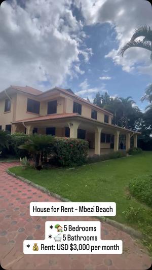 Nyumba ya vyumba vitano inapangishwa Mbezi Beach, Dar Es Salaam