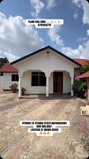 Nyumba ya vyumba vitatu inapangishwa Ununio Beach, Dar Es Salaam