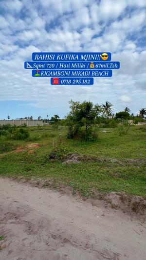 Plot for sale in Kigamboni Mikadi Beach, Dar Es Salaam sqm 720