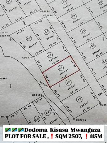 Kiwanja kinauzwa Kisasa Mwangaza, Dodoma sqm 2507 Kiwanja kinauzwa Kisasa Mwangaza, Dodoma sqm 2507
