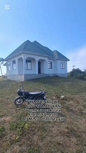 Nyumba ya vyumba vitatu inauzwa Kiluvya Madukani, Pwani (1500 sqm)