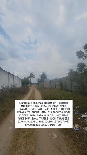 Kiwanja kinauzwa Kigamboni Kibada, Dar Es Salaam (1200 sqm)