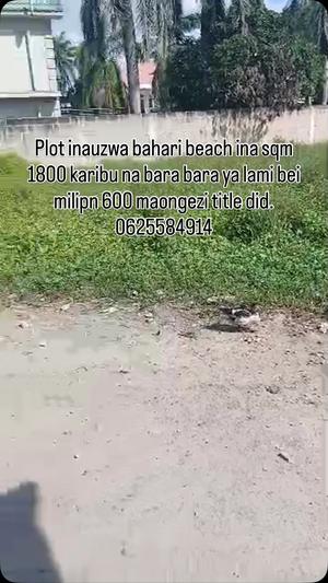 Plot for sale in Bahari Beach, Dar Es Salaam sqm 1800