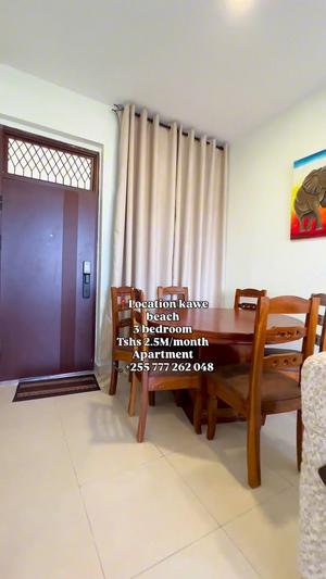Apartment (Furnished) ya vyumba vitatu inapangishwa Kawe Beach, Dar Es Salaam