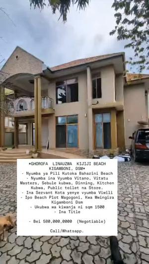 Nyumba ya vyumba vitano inauzwa Kijiji Beach Kigamboni, Dar Es Salaam (1500 sqm) Nyumba ya vyumba vitano inauzwa Kijiji Beach Kigamboni, Dar Es Salaam (1500 sqm)