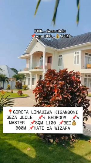 Nyumba ya vyumba vinne inauzwa Kigamboni Geza Ulole, Dar Es Salaam (1100 sqm) Nyumba ya vyumba vinne inauzwa Kigamboni Geza Ulole, Dar Es Salaam (1100 sqm)
