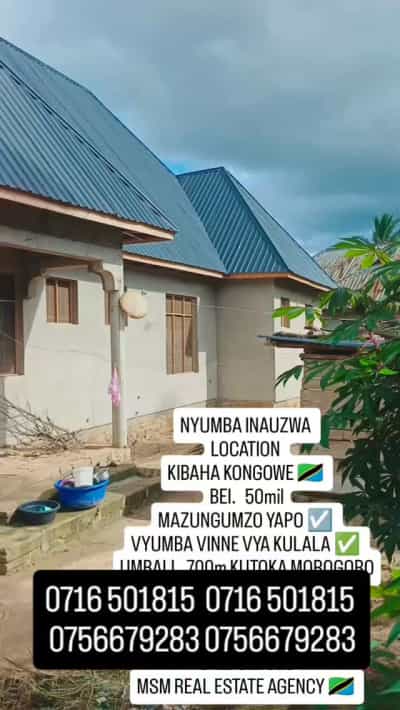 Nyumba ya vyumba vinne inauzwa Kibaha Kongowe, Pwani (400 sqm)