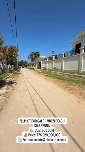 Plot for sale in Mbezi Beach Kwa Zenna, Dar Es Salaam sqm 600 Plot for sale in Mbezi Beach Kwa Zenna, Dar Es Salaam sqm 600