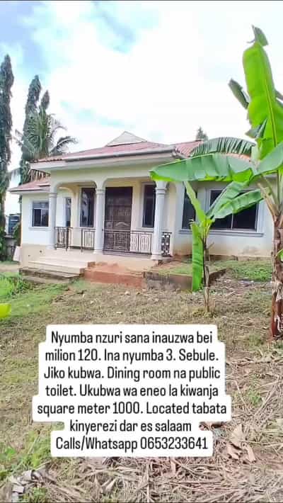 Nyumba ya vyumba vitatu inauzwa Tabata Kinyerezi Kibaga Zabika, Dar Es Salaam (1000 sqm) Nyumba ya vyumba vitatu inauzwa Tabata Kinyerezi Kibaga Zabika, Dar Es Salaam (1000 sqm)
