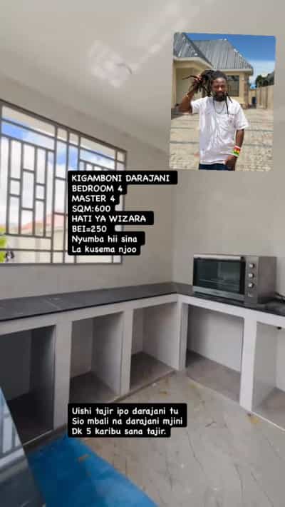 Nyumba ya vyumba vinne inauzwa Kigamboni Darajani, Dar Es Salaam (600 sqm)