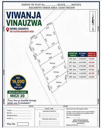 Viwanja vinauzwa Kiromo, Pwani Viwanja vinauzwa Kiromo, Pwani