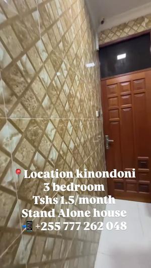Nyumba ya vyumba vitatu inapangishwa Kinondoni, Dar Es Salaam
