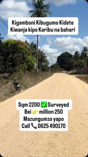 Residential Plot for Sale in Kigamboni Kibugumo Kidete, Dar Es Salaam (2200 sqm)