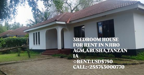 Nyumba ya vyumba vitatu inapangishwa Njiro Agm, Arusha