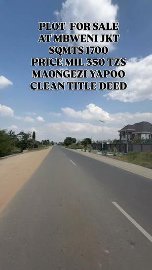 Kiwanja kinauzwa Mbweni Jkt, Dar Es Salaam sqm 1700 Kiwanja kinauzwa Mbweni Jkt, Dar Es Salaam sqm 1700