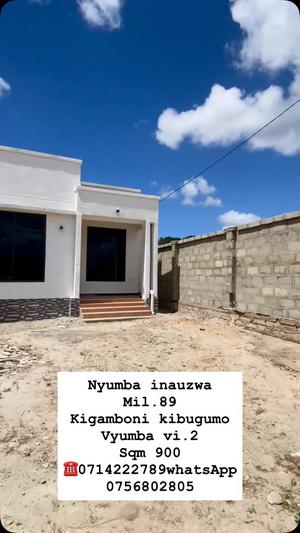 Nyumba ya vyumba viwili inauzwa Kibugumo, Kigamboni, Dar Es Salaam (900 sqm)