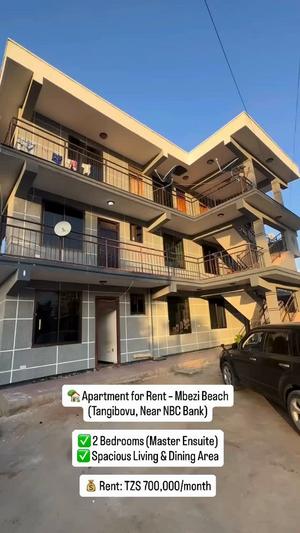 Apartment ya vyumba viwili inapangishwa Mbezi Beach, Dar Es Salaam