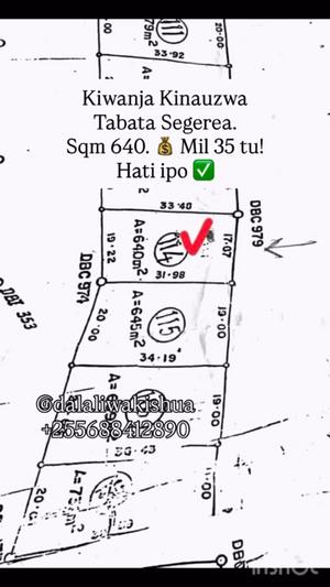 Residential Plot for Sale in Tabata Segerea Mwisho, Dar Es Salaam (640 sqm) Residential Plot for Sale in Tabata Segerea Mwisho, Dar Es Salaam (640 sqm)