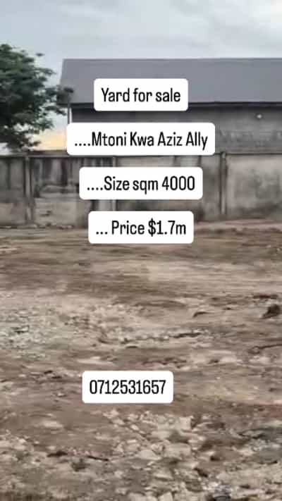 Kiwanja kinauzwa Mtoni Kwa Aziz Ally, Dar Es Salaam (4000 sqm)