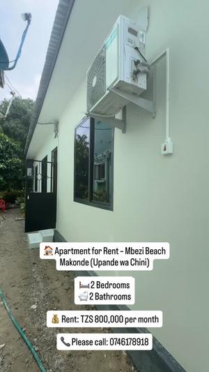 2 Bedrooms Apartment for Rent in Mbezi Beach Makonde, Dar Es Salaam