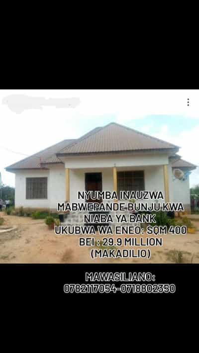 Nyumba ya vyumba vitatu inauzwa Mabwepande Bunju, Dar Es Salaam (400 sqm)