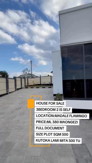 Nyumba ya vyumba vitatu inauzwa Madale Flamingo, Dar Es Salaam (500 sqm)