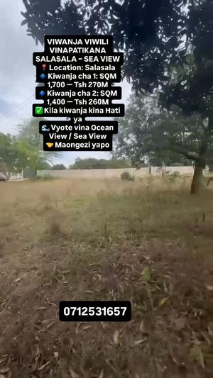 Kiwanja kinauzwa Salasala, Dar Es Salaam (1700 sqm) Kiwanja kinauzwa Salasala, Dar Es Salaam (1700 sqm)