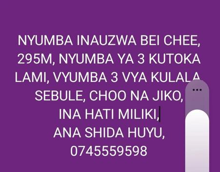 Nyumba ya vyumba vitatu inauzwa Goba Center, Dar Es Salaam Nyumba ya vyumba vitatu inauzwa Goba Center, Dar Es Salaam