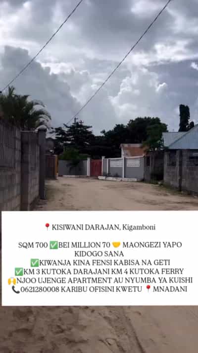 Residential Plot for Sale in Kisiwani Darajani, Dar Es Salaam (700 sqm)