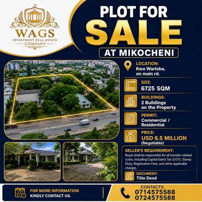Kiwanja kinauzwa Mikocheni, Dar Es Salaam sqm 6725 Kiwanja kinauzwa Mikocheni, Dar Es Salaam sqm 6725