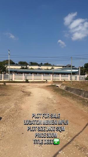 Kiwanja kinauzwa Mbweni Mpiji, Dar Es Salaam (1400 sqm) Kiwanja kinauzwa Mbweni Mpiji, Dar Es Salaam (1400 sqm)