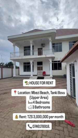 4 Bedrooms House for Rent in Mbezi Beach, Dar Es Salaam