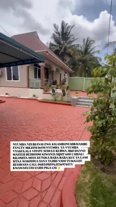 Nyumba ya vyumba vitatu inauzwa Kigamboni Mikwambe, Dar Es Salaam (600 sqm)