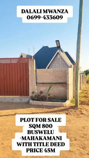 Kiwanja kinauzwa Buswelu Mahakamani, Mwanza sqm 800