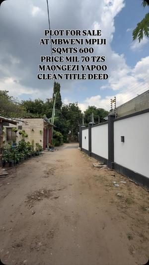 Kiwanja kinauzwa Mbweni Mpiji, Dar Es Salaam sqm 600 Kiwanja kinauzwa Mbweni Mpiji, Dar Es Salaam sqm 600