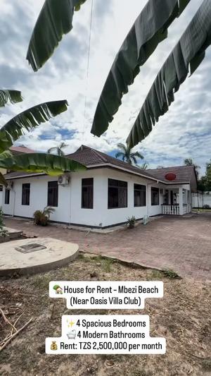 Nyumba ya vyumba vinne inapangishwa Mbezi Beach, Dar Es Salaam