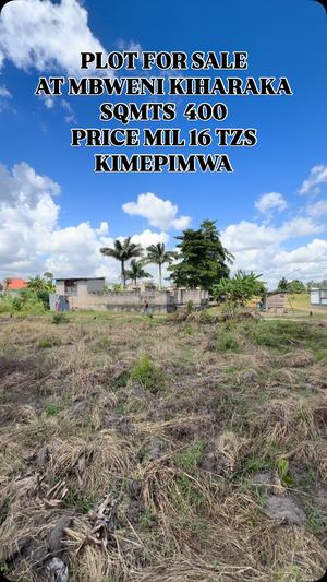Kiwanja kinauzwa Mbweni Kiharaka, Dar Es Salaam sqm 400 Kiwanja kinauzwa Mbweni Kiharaka, Dar Es Salaam sqm 400