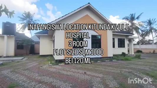 Nyumba ya vyumba vitatu inapangishwa Kitunda Kivule Hospital, Dar Es Salaam (1000 sqm)