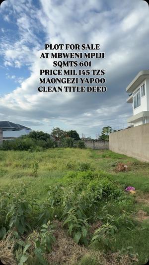 Kiwanja kinauzwa Mbweni Mpiji, Dar Es Salaam sqm 601