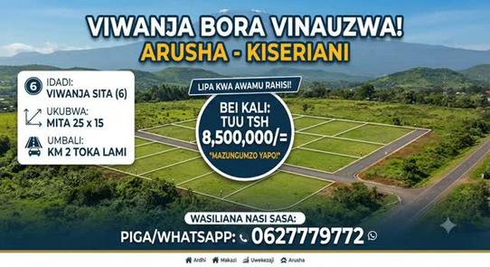 Viwanja vinauzwa Kiseriani, Arusha (375 sqm) Viwanja vinauzwa Kiseriani, Arusha (375 sqm)