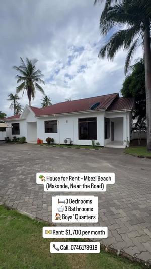 3 Bedrooms House for Rent in Mbezi Beach, Dar Es Salaam